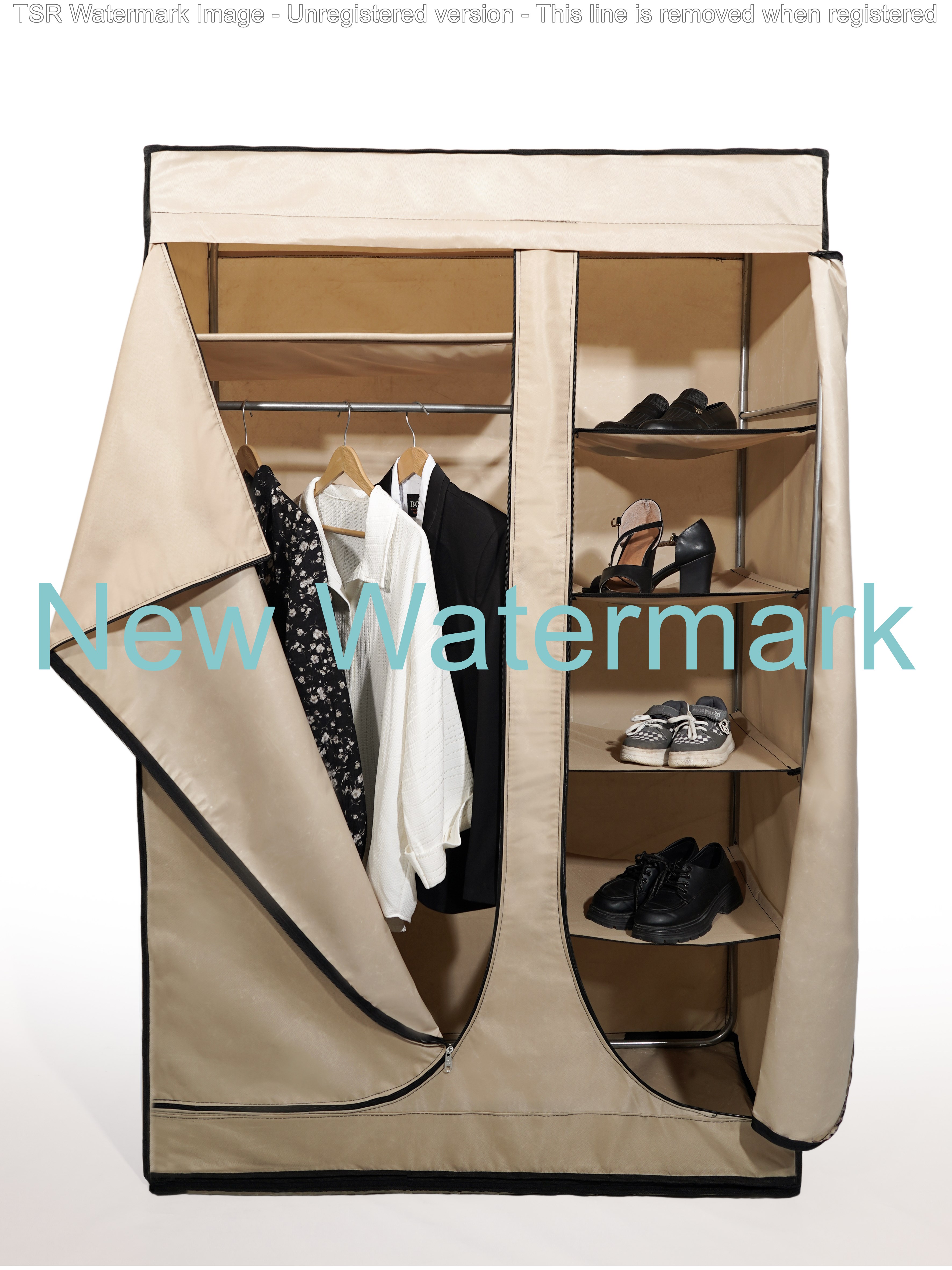 کمد برزنتی جالباسی دوقلو سایز بزرگ - مدل شبنم برند پارس - کرمی