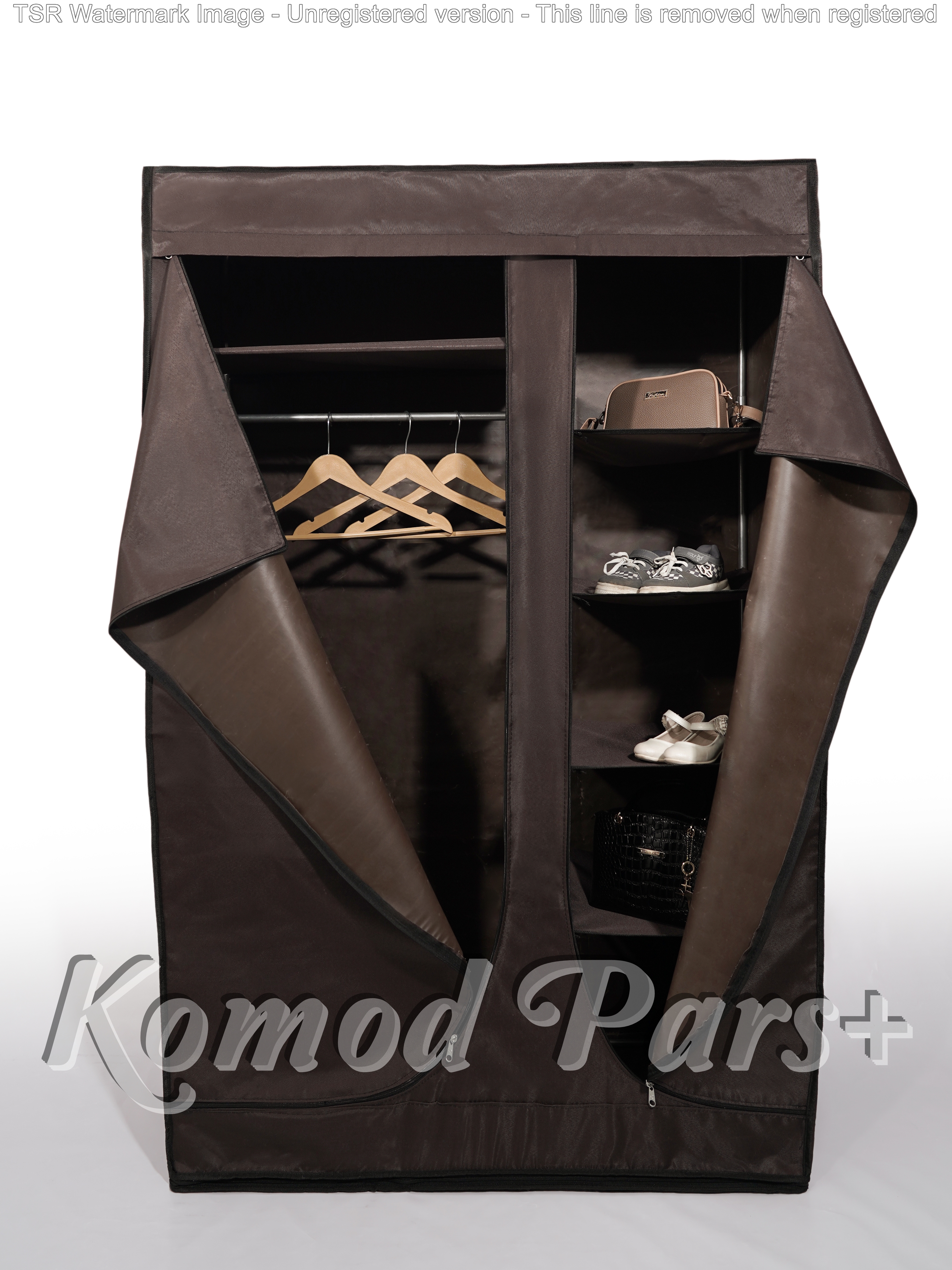 کمد برزنتی جالباسی دوقلو سایز بزرگ - مدل شبنم برند پارس - قهوه ای